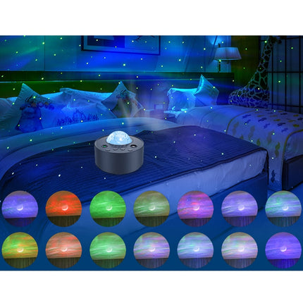 Nordlysprojektor med stjernehimmel og musikk