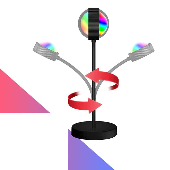 Solnedgang projektorlampe med regnbuefarger