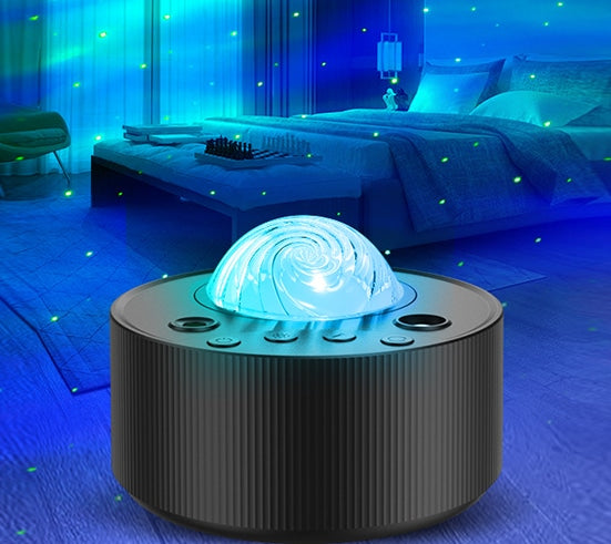 Nordlysprojektor med stjernehimmel og musikk