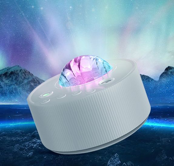 Nordlysprojektor med stjernehimmel og musikk