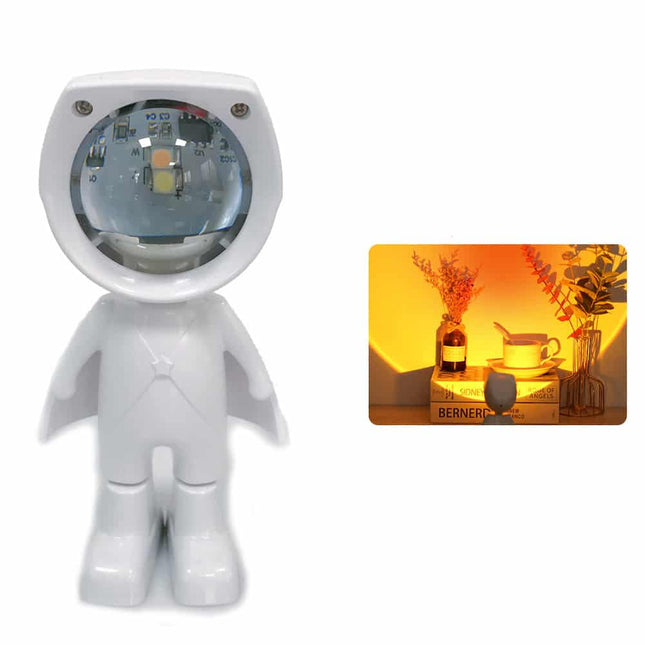 Astronaut nattlys med solnedgang projeksjon