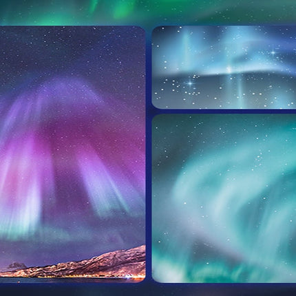 Nordlysprojektor med stjernehimmel og musikk
