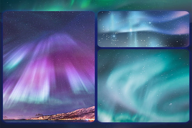 Nordlysprojektor med stjernehimmel og musikk