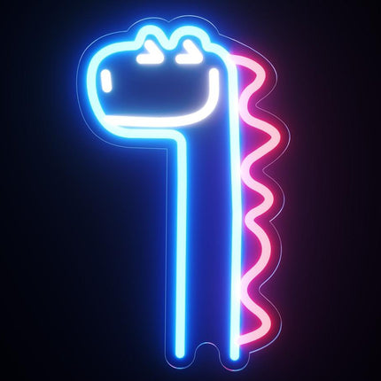 LED neonlys med søt langhals dinosaur