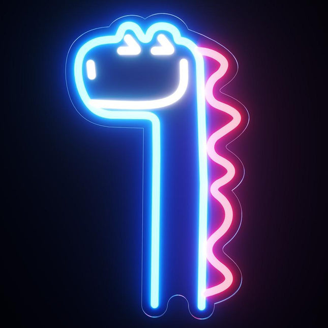 LED neonlys med søt langhals dinosaur