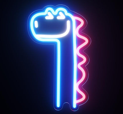 LED neonlys med søt langhals dinosaur