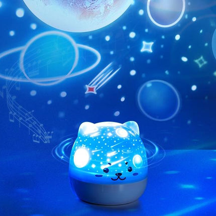 Nattlampe projektor med musikk katt design