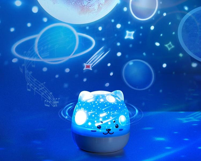 Nattlampe projektor med musikk katt design