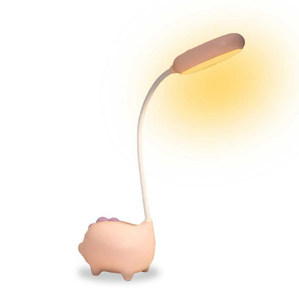 Rosa skrivebordslampe med dinosaur for barn