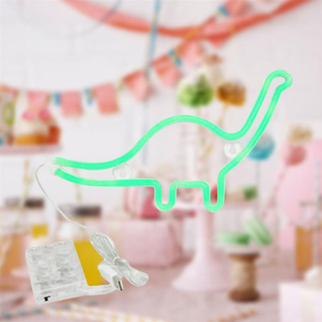 Grønn dinosaur neonlampe for barnerom