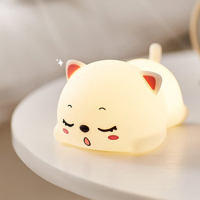 Kawaii nattlampe katt med fargeskift