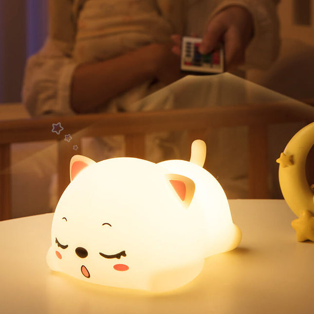 Kawaii nattlampe katt med fargeskift