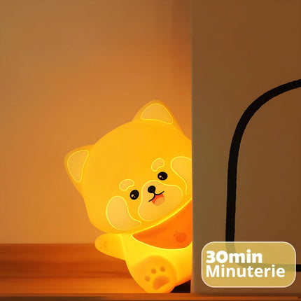 Myk kawaii nattlampe hund i silikon