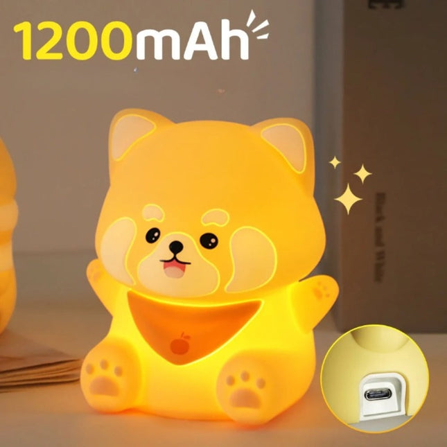 Myk kawaii nattlampe hund i silikon