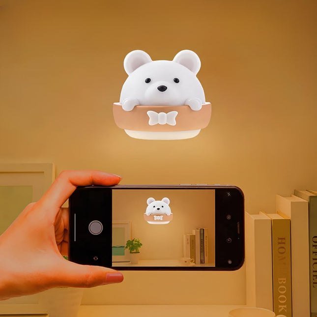 Oppladbar nattlampe bjørn med dimmefunksjon