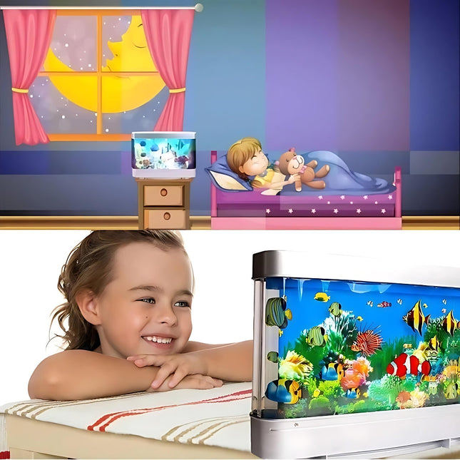 Nattlampe akvarium med bevegelige fisker