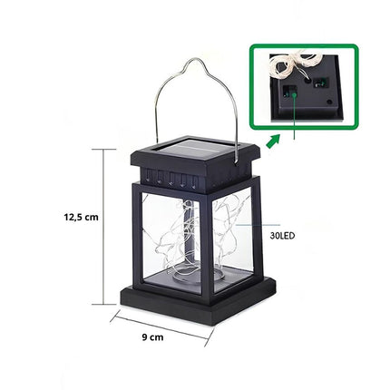 Bærbar solcelledrevet nattlampe i lyktstil