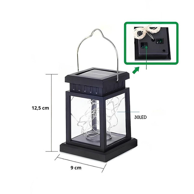 Bærbar solcelledrevet nattlampe i lyktstil