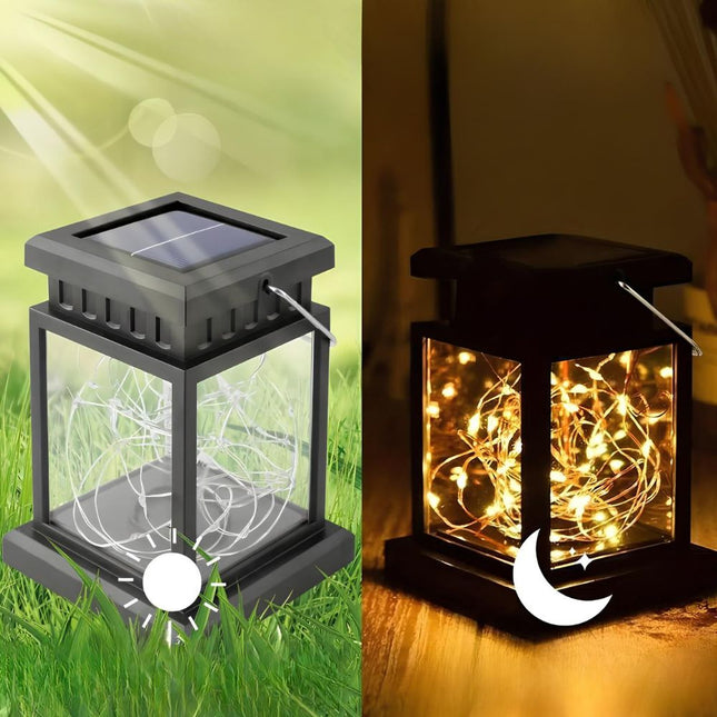 Bærbar solcelledrevet nattlampe i lyktstil