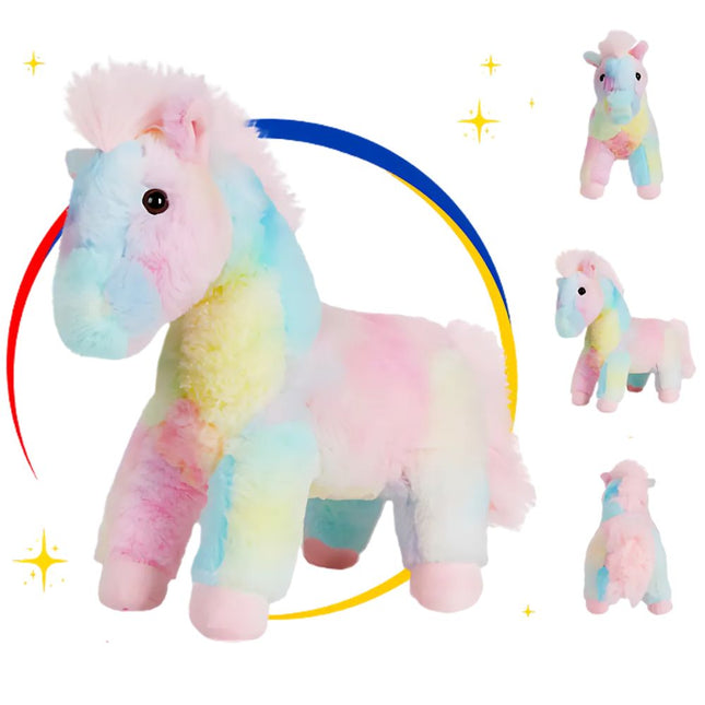 Flerfarget hest kosedyr med LED-lys