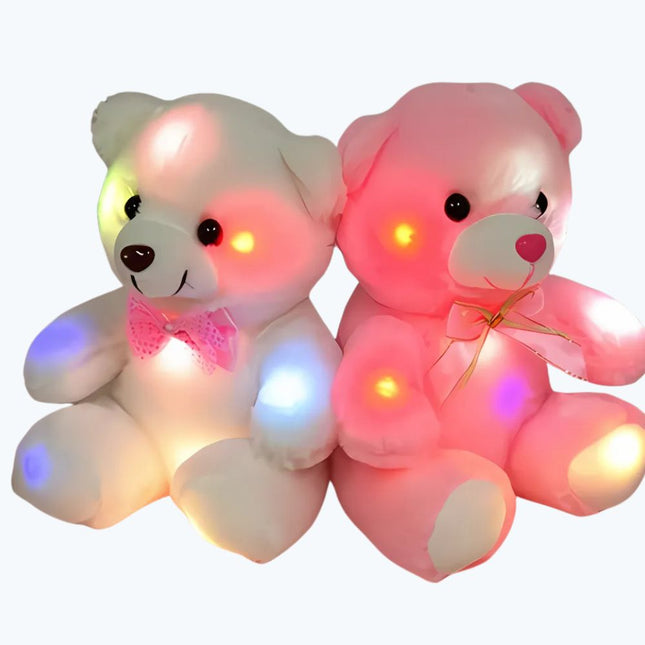 Hvit eller rosa bamse med LED-lys