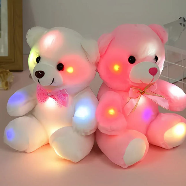 Hvit eller rosa bamse med LED-lys
