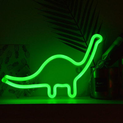 Grønn dinosaur neonlampe for barnerom