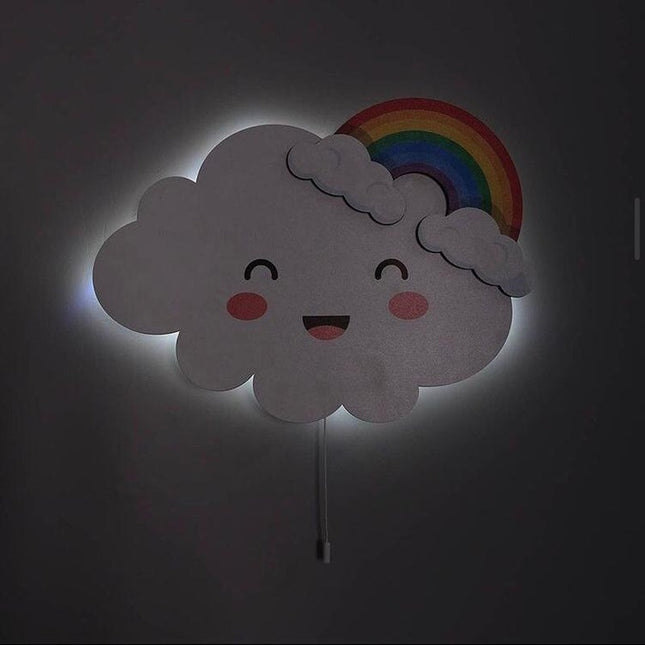 Hvit vegglampe for barn sky regnbue