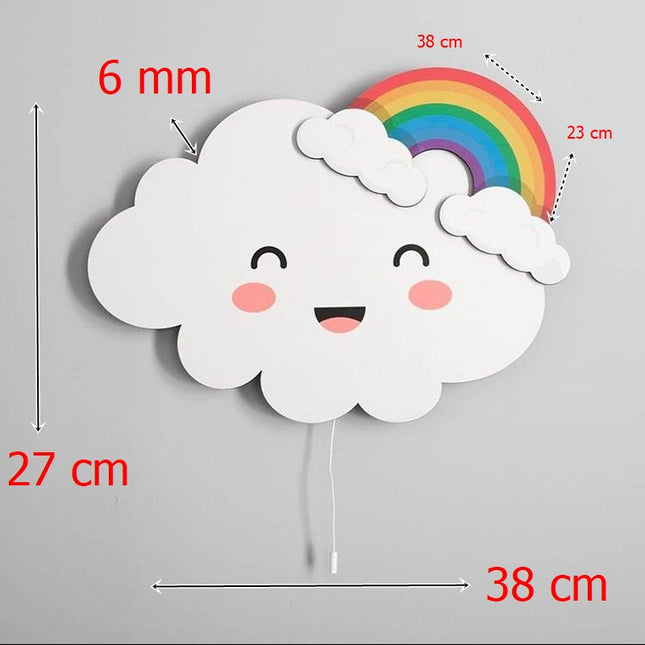 Hvit vegglampe for barn sky regnbue