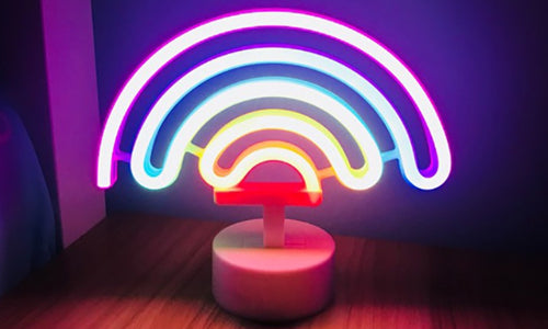 Regnbue LED neon nattlampe for barnerom