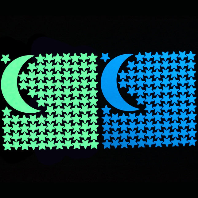 Selvlysende stjerner og måne veggdekor