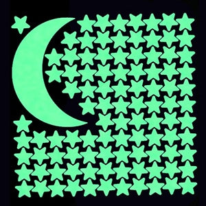 Selvlysende stjerner og måne veggdekor