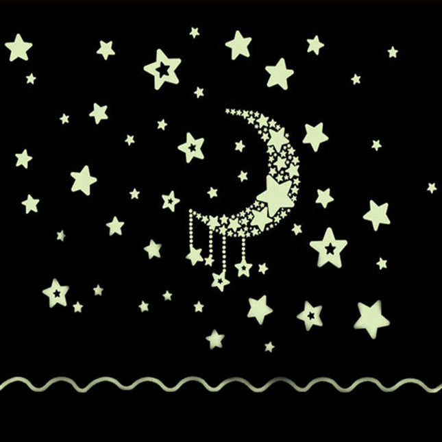 Selvlysende måne og stjerner veggklistremerker