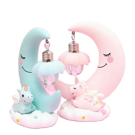 Rosa eller blått 3D nattlys enhjørning