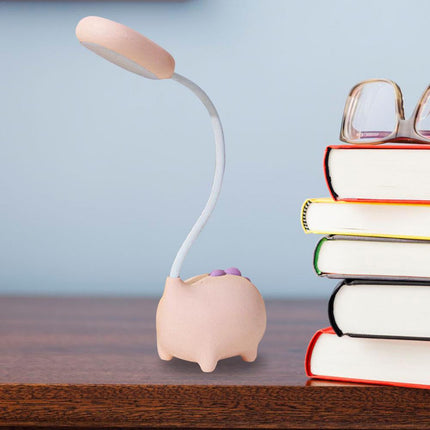 Rosa skrivebordslampe med dinosaur for barn