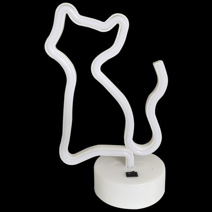 Gul LED neonlampe med kattemotiv