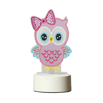 DIY diamantmaling ugle LED-lampe sett