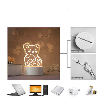 Søt vinkende bjørn 3D-lampe