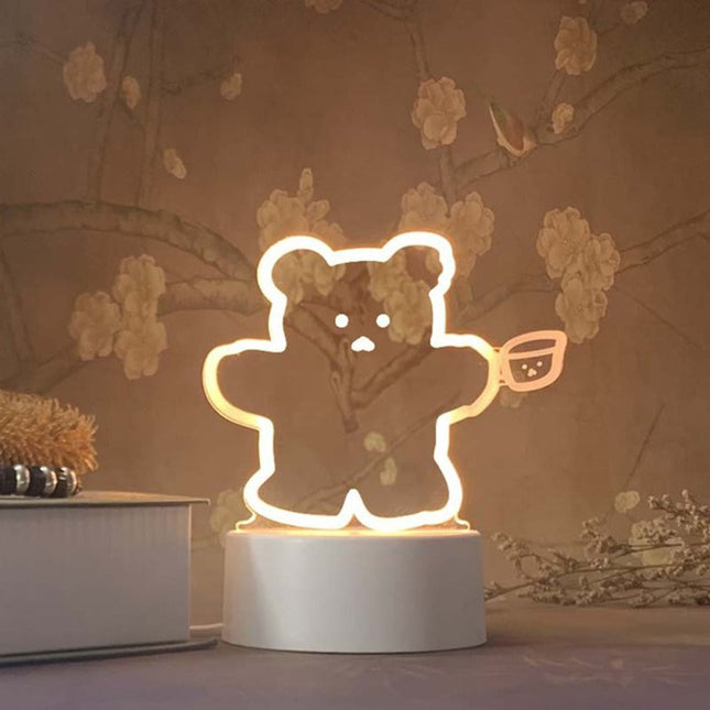 Søt vinkende bjørn 3D-lampe