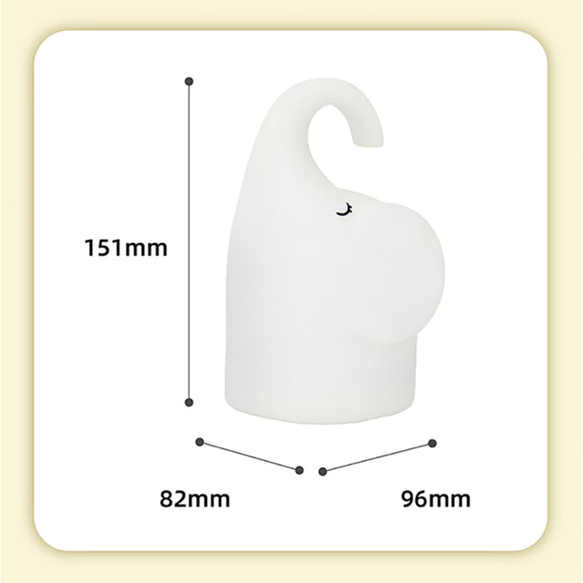 Elefant nattbordlampe i silikon for barn