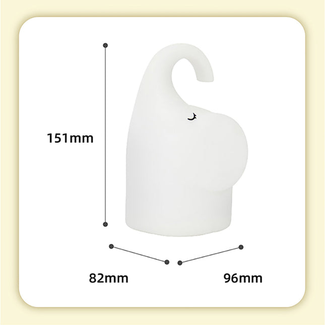 Elefant nattbordlampe i silikon for barn