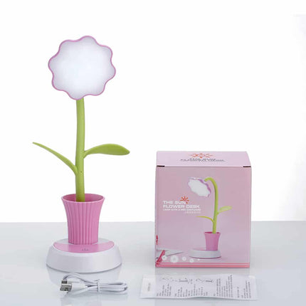 Oppladbar blomst skrivebordslampe med penneholder