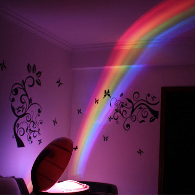 Nattlampe med regnbue projektor for barn
