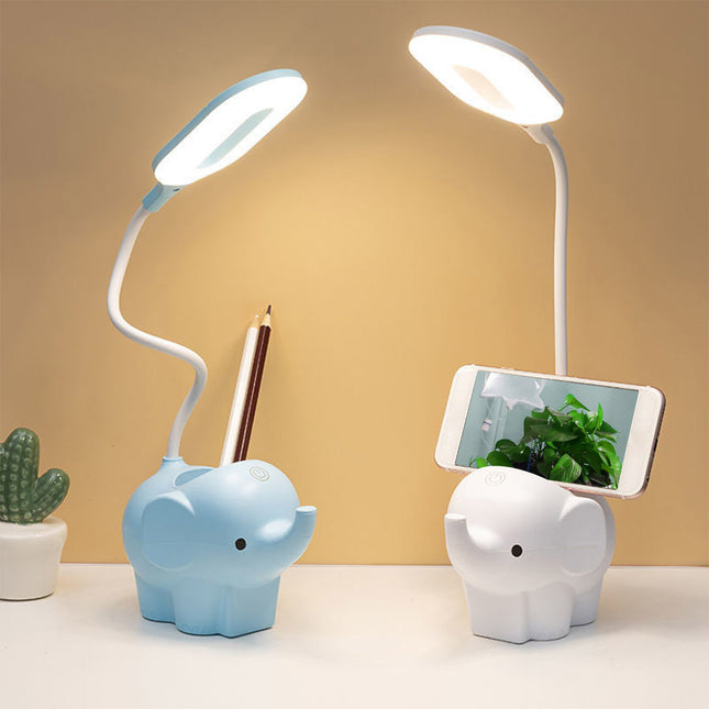 LED-bordlampe med elefant og penneholder