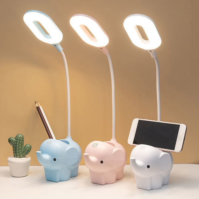 LED-bordlampe med elefant og penneholder