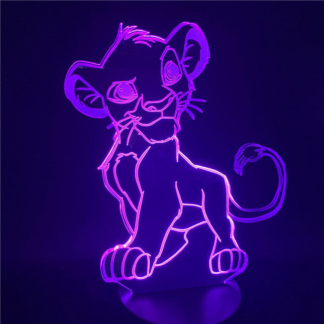 3D LED-lampe med Simba-motiv