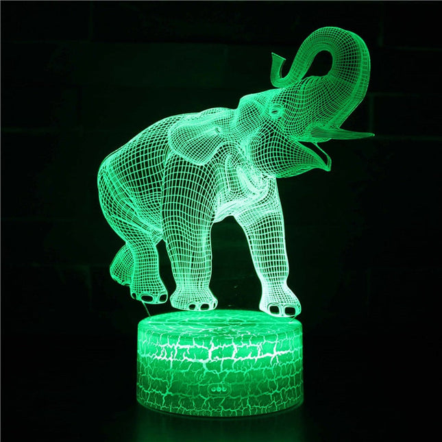 3D illusjonslampe med elefantmotiv
