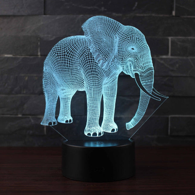 3D illusjonslampe med elefantmotiv