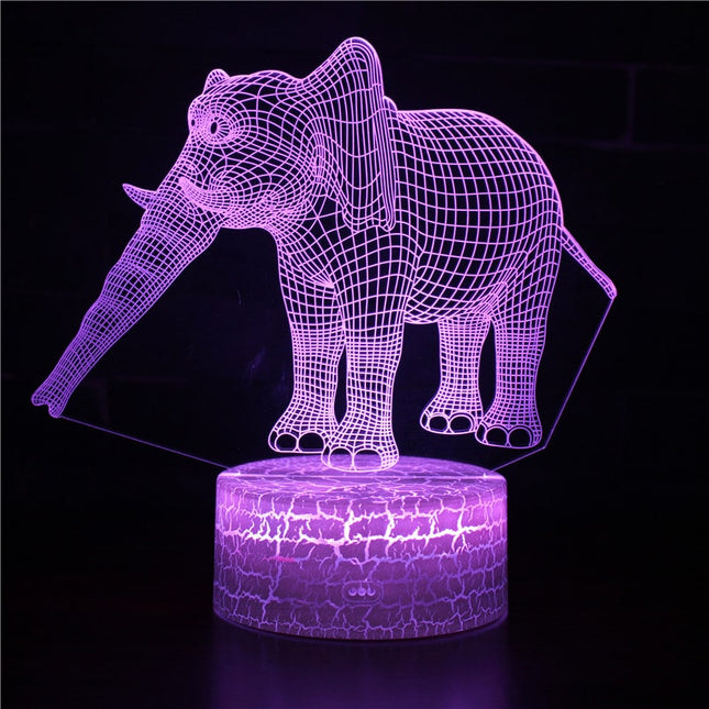 3D illusjonslampe med elefantmotiv