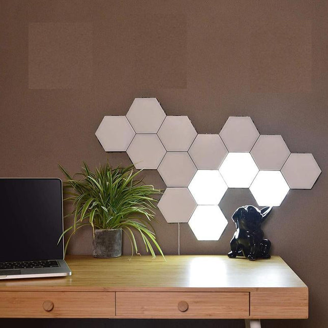 Modulær sekskantet LED-vegglampe med touch